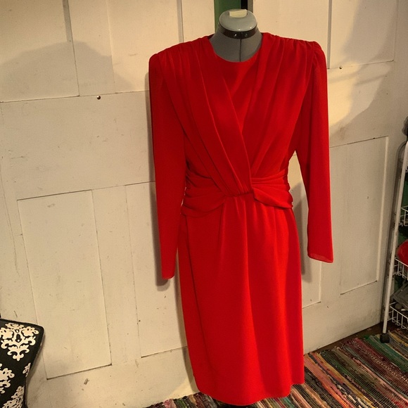 SALE! EUC Ursula of Switzerland Vint 80s-Y2K Red Dress Retro Party Work Wedding - Picture 1 of 11